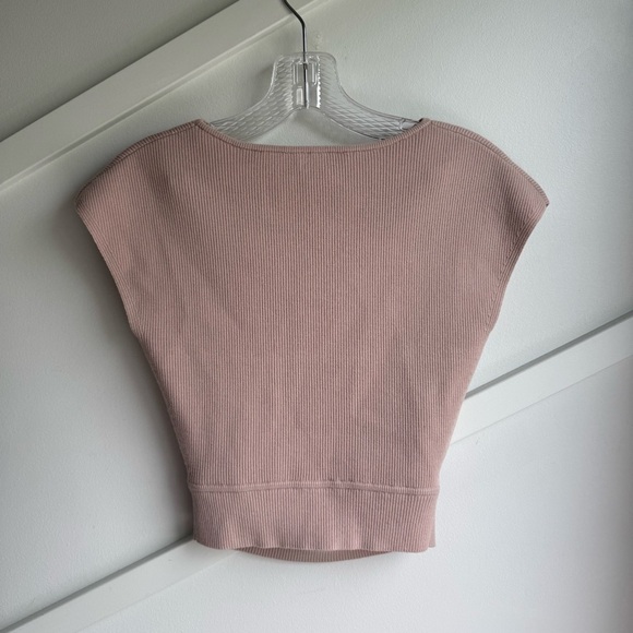 Aritzia Women's Wilfred Yacine Knit Wool Brown Beige Cut-Out Top size M - Picture 5 of 8